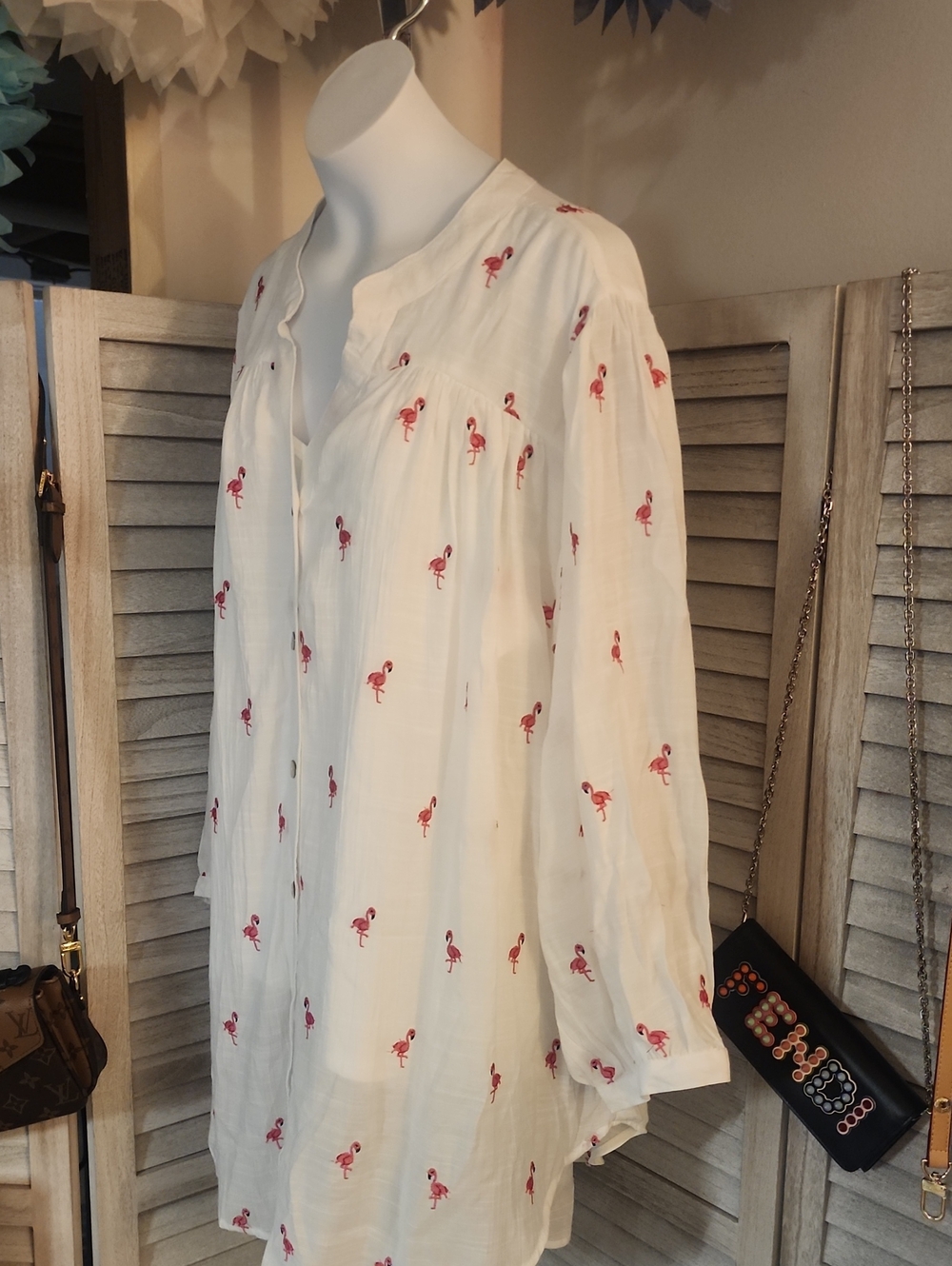 Hope Springs Brand Flamingo Embroided Blouse - Picture 4 of 8